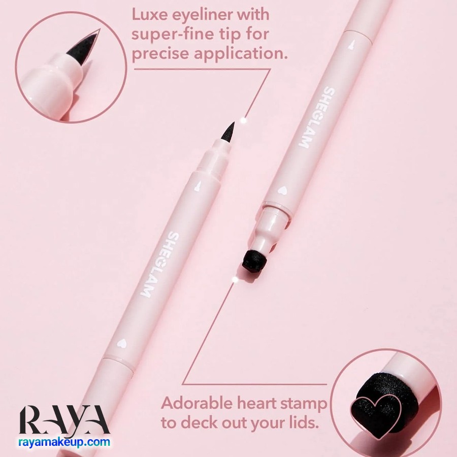 خط چشم ماژیکی دو در یک مدل هارت آیز با استامپ قلبی شیگلم Sheglam Heart Eyes 2-in-1 Stamp Eyeliner