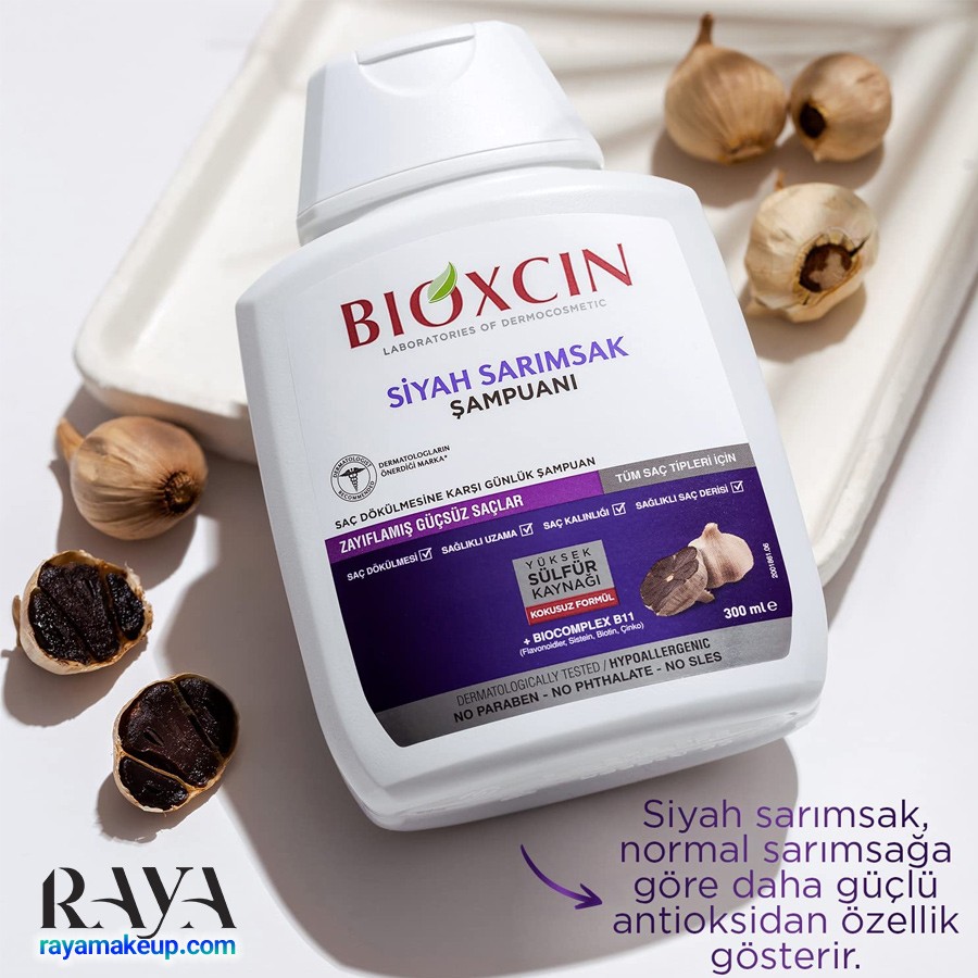 شامپو ضد ریزش و تقویت کننده مو حاوی عصاره سیر سیاه بیوکسین Bioxcin Siyah Sarımsaklı Şampuan 