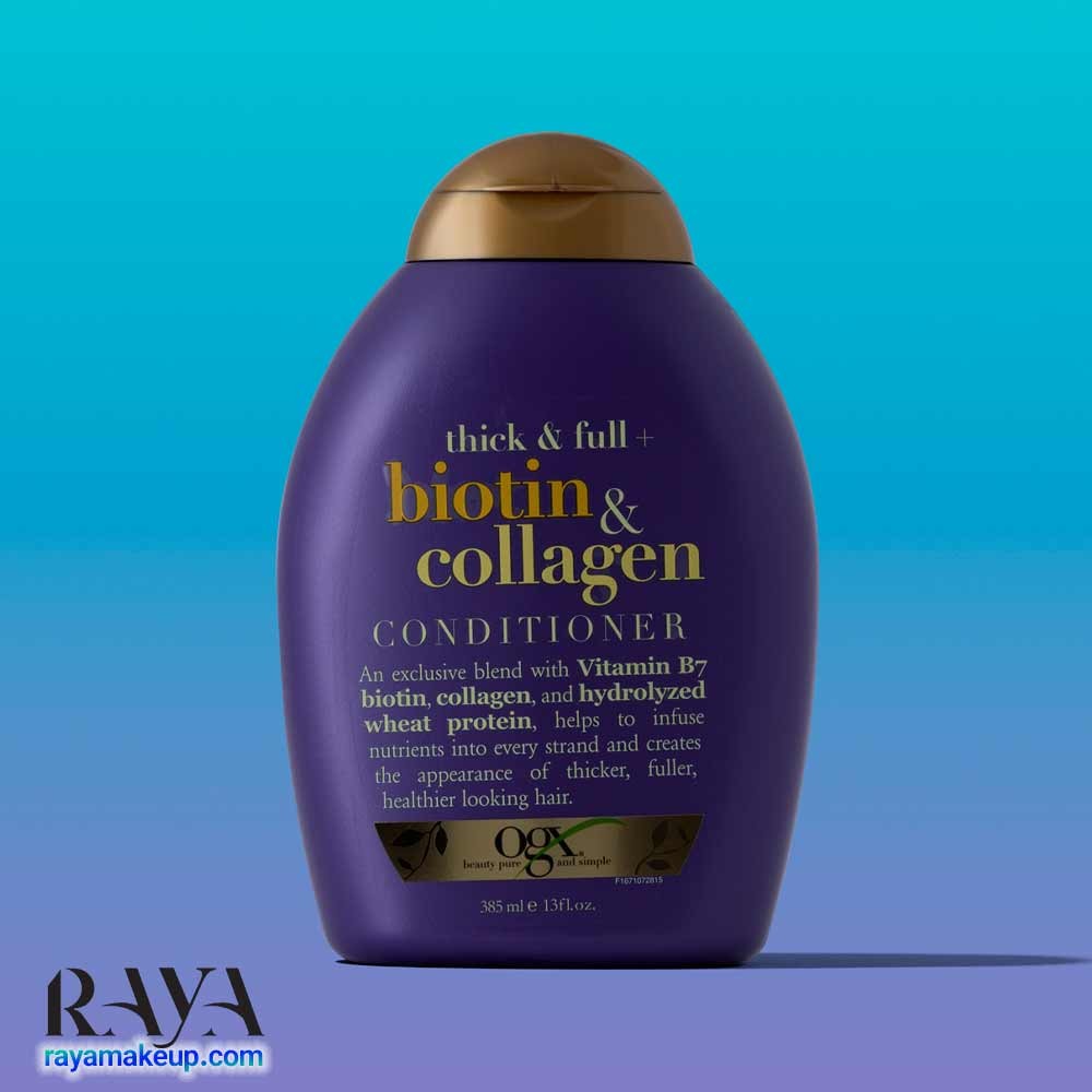 نرم کننده موی حجم دهنده و ضخیم کننده حاوی بیوتین و کلاژن او جی ایکس OGX Thick & Full + Biotin & Collagen Conditioner