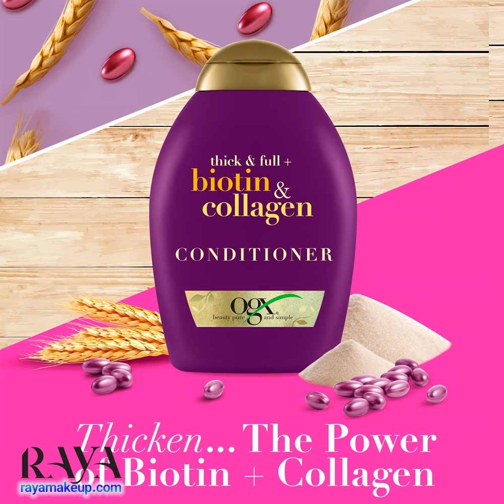 نرم کننده موی حجم دهنده و ضخیم کننده حاوی بیوتین و کلاژن او جی ایکس OGX Thick & Full + Biotin & Collagen Conditioner