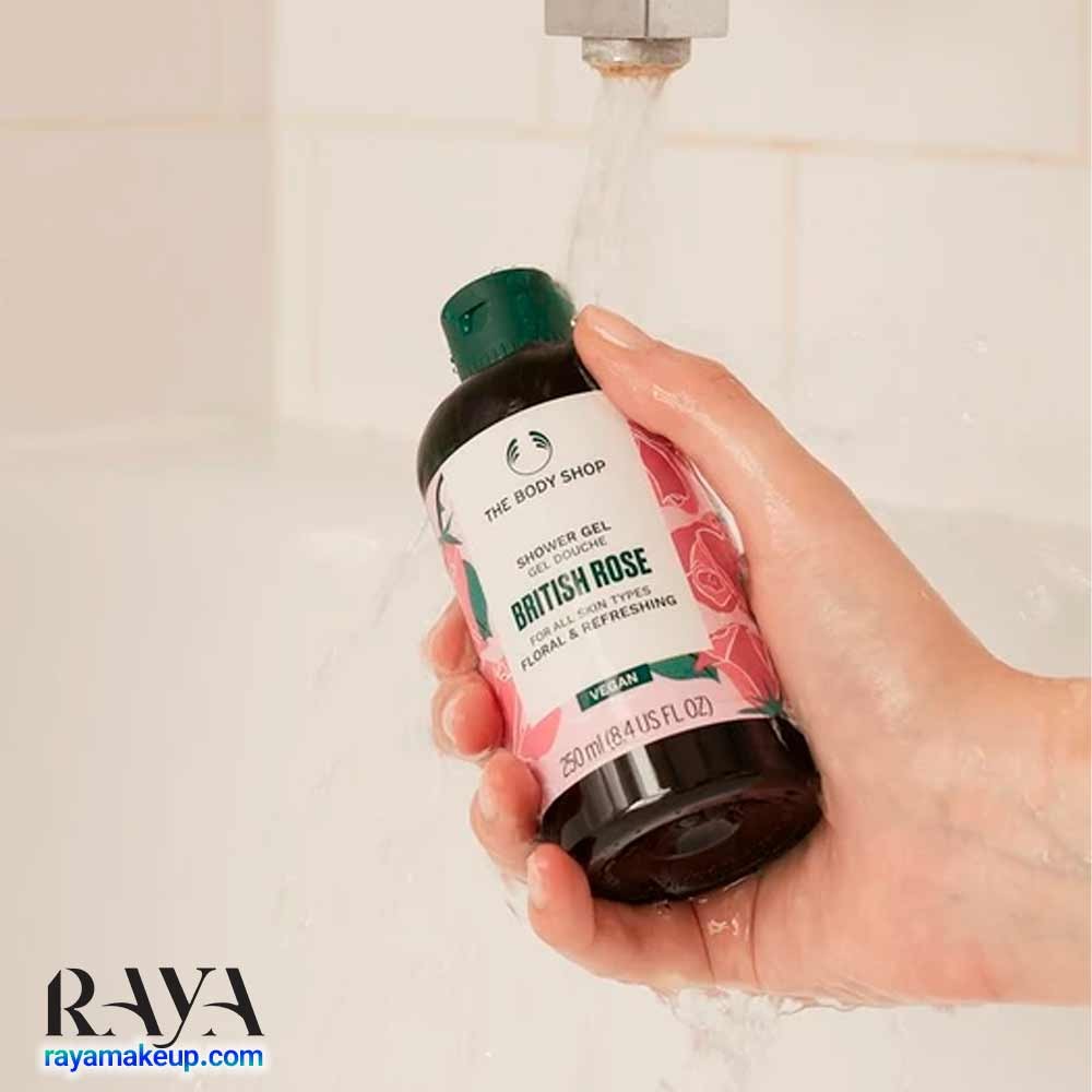 شامپو بدن و شاور ژل بریتیش رز حاوی عصاره گل رز بادی شاپ The Body Shop British Rose Shower Gel