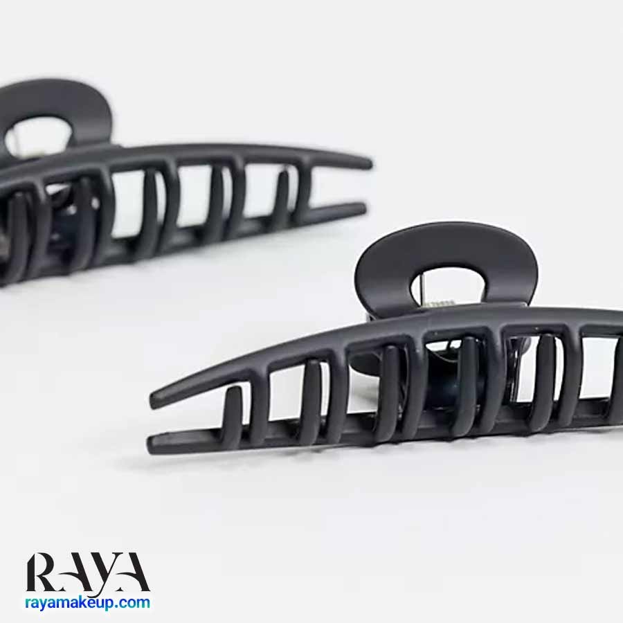 کلیپس و گیره مو بزرگ و مشکی لیاندرو لیمیتد دو عددی Leandro Limited Large Matte Jaw Clips 2pcs