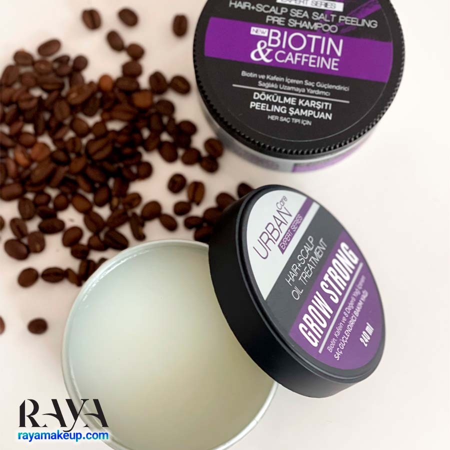 اسکراب لایه بردار پوست کف سر حاوی بیوتین و کافئین و نمک دریا اربن کر Urban Care Expert Biotin & Caffeine Hair Scalp Sea Salt Peeling Shampoo