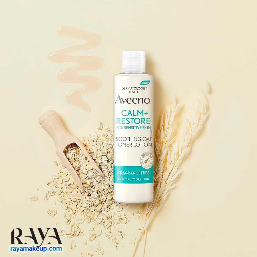 لوسیون تونر تسکین دهنده و آبرسان پوست حاوی جو دو سر آوینو Aveeno Face Calm + Restore Soothing Oat Toning Lotion
