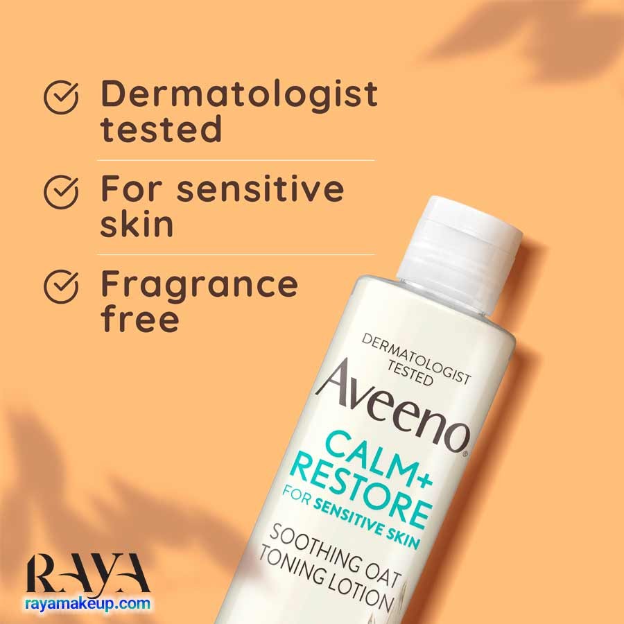 لوسیون تونر تسکین دهنده و آبرسان پوست حاوی جو دو سر آوینو Aveeno Face Calm + Restore Soothing Oat Toning Lotion