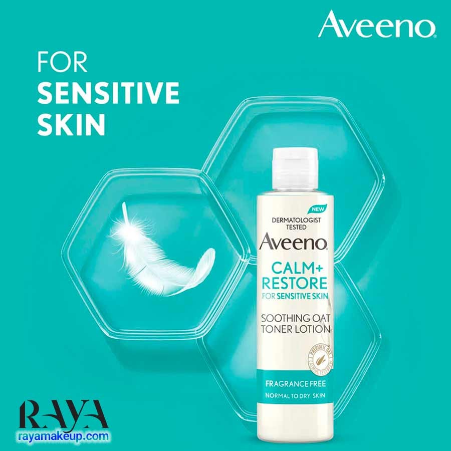 لوسیون تونر تسکین دهنده و آبرسان پوست حاوی جو دو سر آوینو Aveeno Face Calm + Restore Soothing Oat Toning Lotion