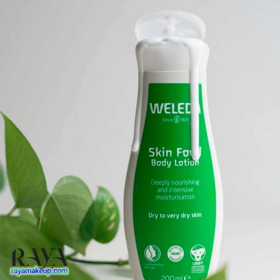 لوسیون بدن مغذی و مرطوب کننده پوست خشک مدل اسکین فود ولدا Weleda Skin Food Body Lotion