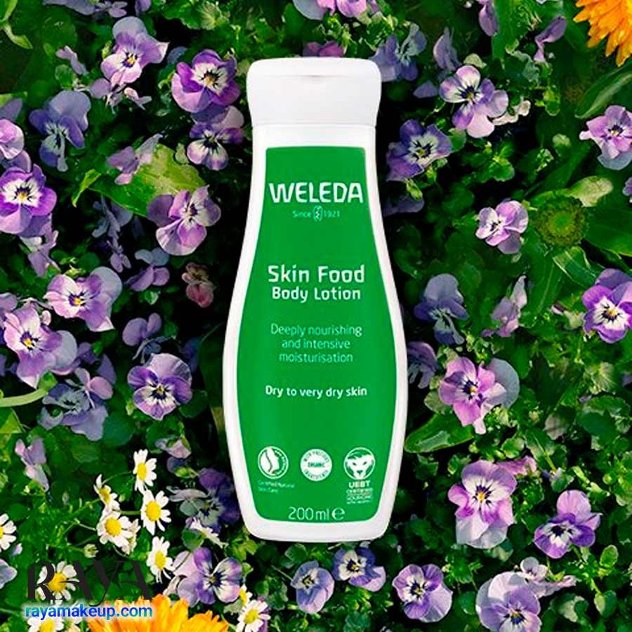 لوسیون بدن مغذی و مرطوب کننده پوست خشک مدل اسکین فود ولدا Weleda Skin Food Body Lotion