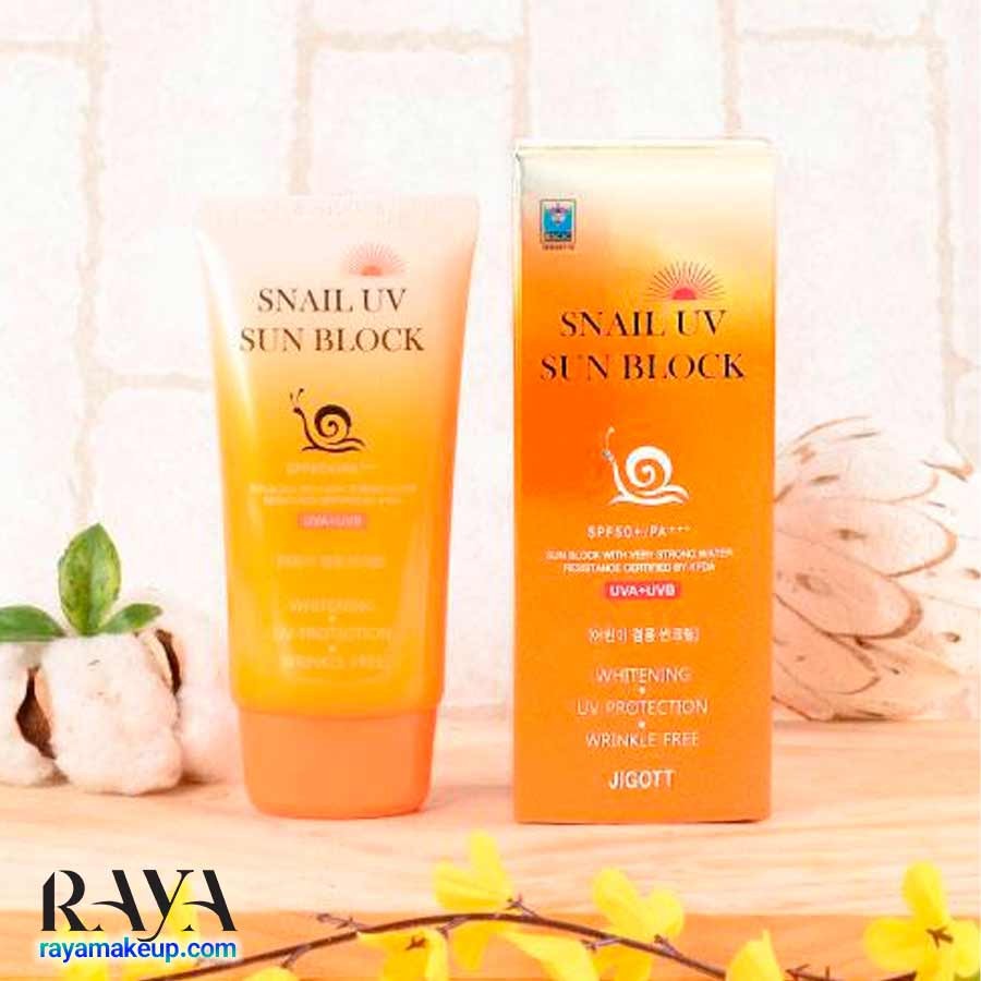 کرم ضد آفتاب حلزون جیگوت مدل اسنیل یووی سان بلاک Jigott Snail UV Sun Block SPF50+ PA+++