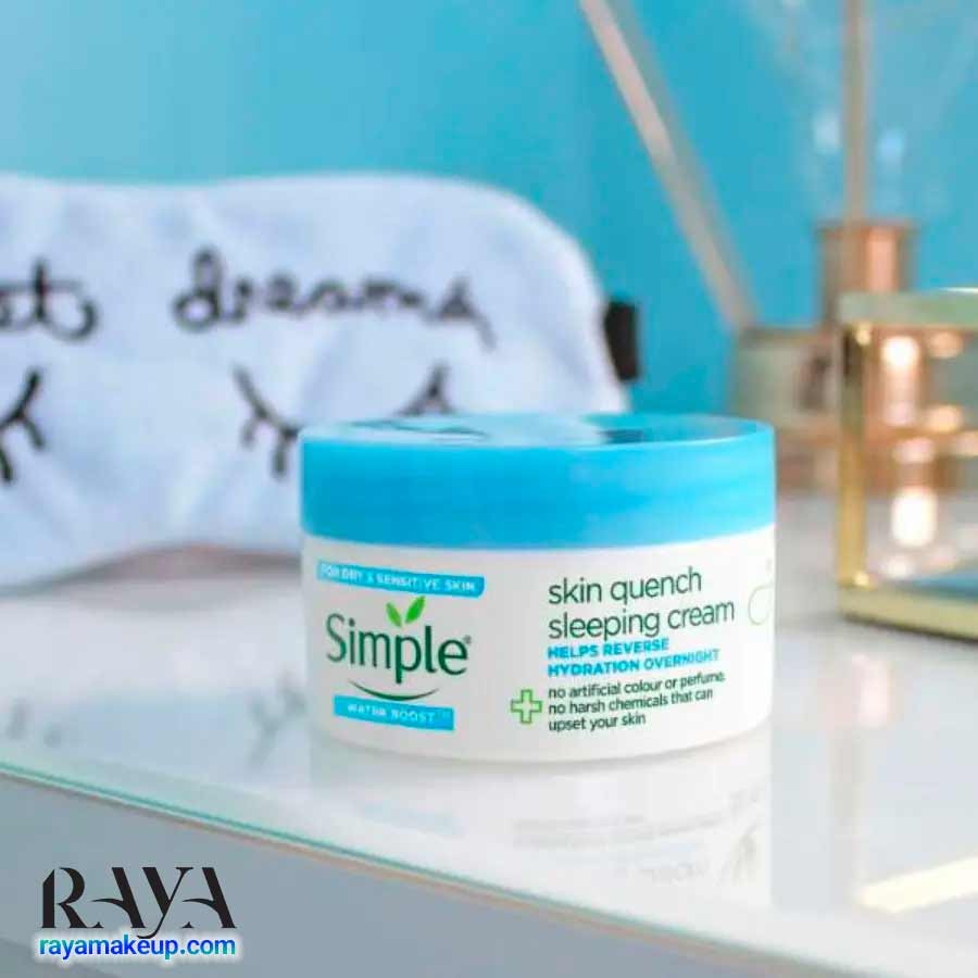 کرم شب آبرسان و مرطوب کننده واتر بوست اسکین کوئنچ سیمپل Simple Water Boost Skin Quench Sleeping Cream