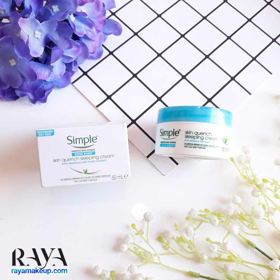 کرم شب آبرسان و مرطوب کننده واتر بوست اسکین کوئنچ سیمپل Simple Water Boost Skin Quench Sleeping Cream