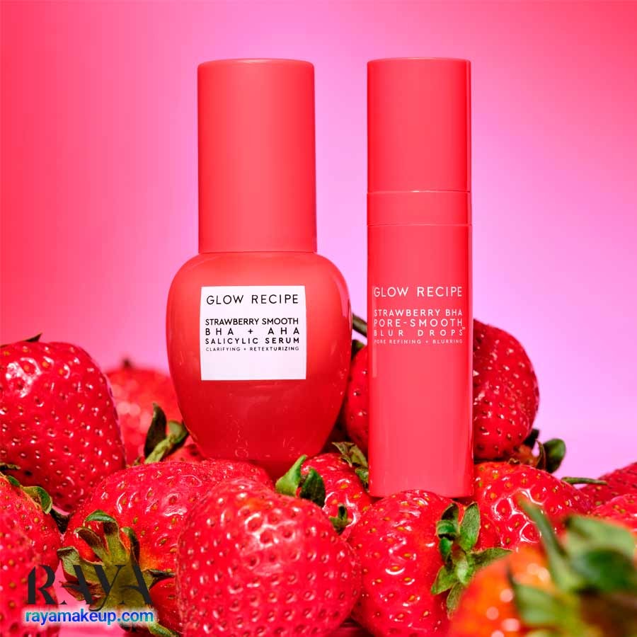 سرم کنترل کننده چربی و کوچک کننده منافذ حاوی توت فرنگی و BHA گلو رسیپی Glow Recipe Strawberry BHA Pore-Smooth Blur Drops