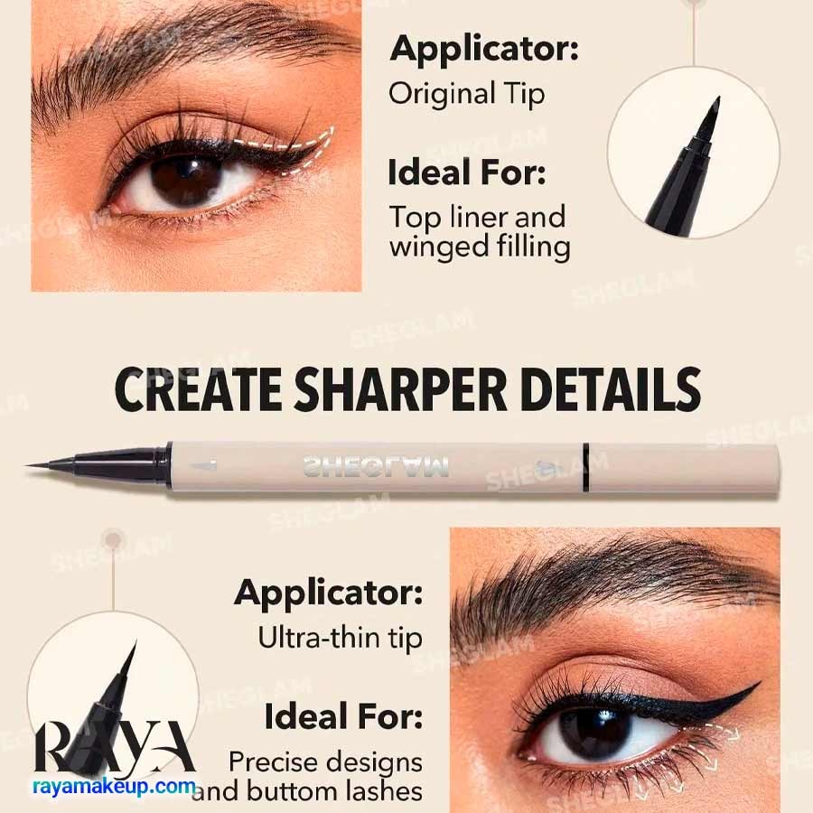 خط چشم دوطرفه و ضد آب شیگلم مدل مولتی تسکر لاین اند دیتیل Sheglam Multi-Tasker Line & Detail Eyeliner Pen