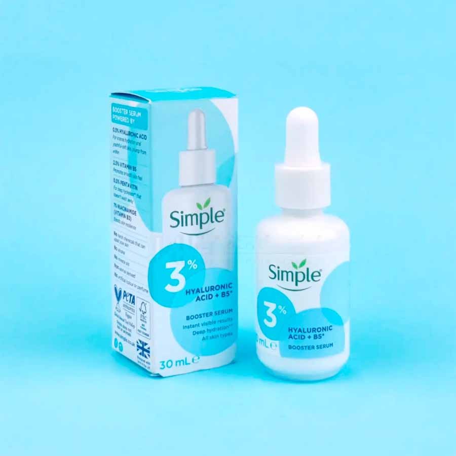 سرم بوستر آبرسان و تقویت کننده 3% هیالورونیک اسید و ویتامین B5 سیمپل Simple Booster Serum 3% Hyaluronic Acid and B5