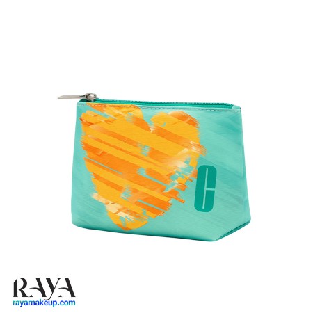 کیف آرایشی پارچه ای کلینیک طرح قلب نارنجی 