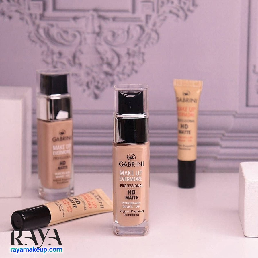 کرم پودر شیشه ای اچ دی مات گابرینی مدل میکاپ اورمور پروفشنال Gabrini HD Matte Foundation 
