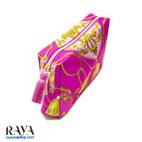 کیف لوازم آرایشی پارچه ای و طرح دار با زیپ طلایی استی لادر