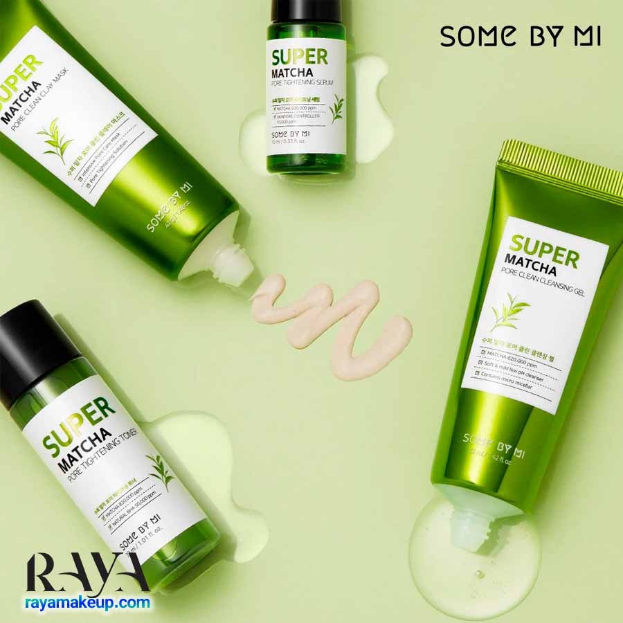 ماسک خاک رس پاک کننده و کوچک کننده منافذ مدل سوپر ماچا سام بای می Some By Mi Super Matcha Pore Clean Clay Mask
