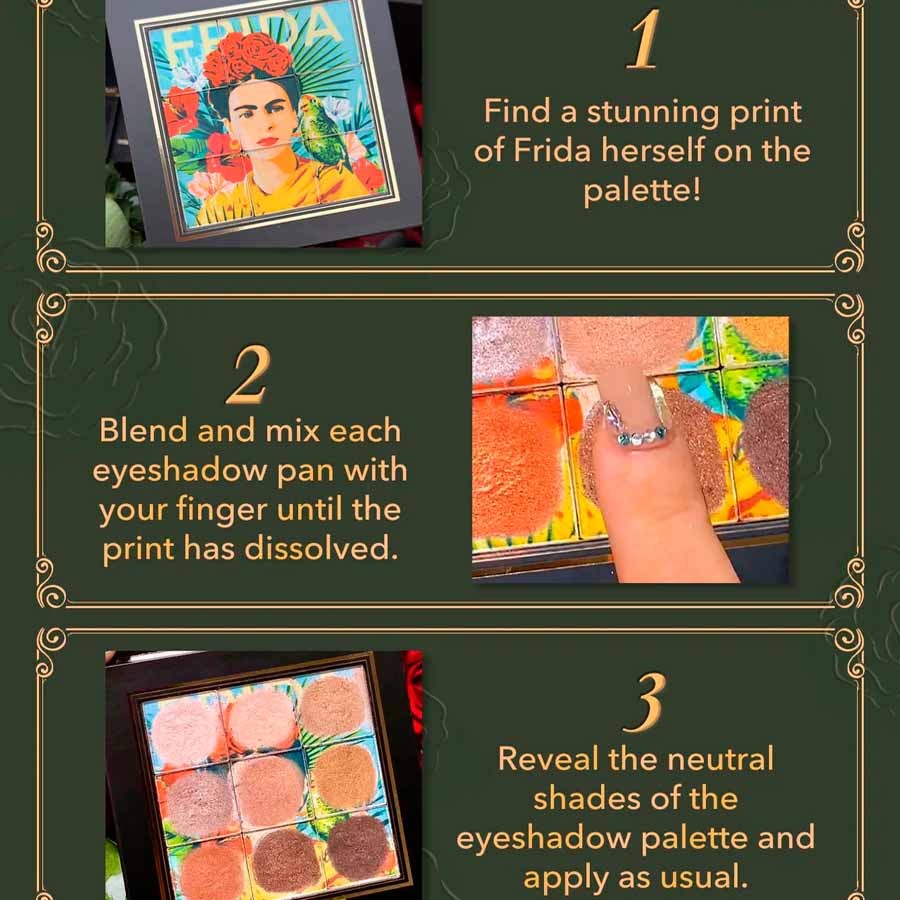 پالت سایه چشم معمایی و اکلیلی شیگلم مدل ایکس فریدا کالو مسترپیس Sheglam X Frida Kahlo Masterpiece Eyeshadow Palette