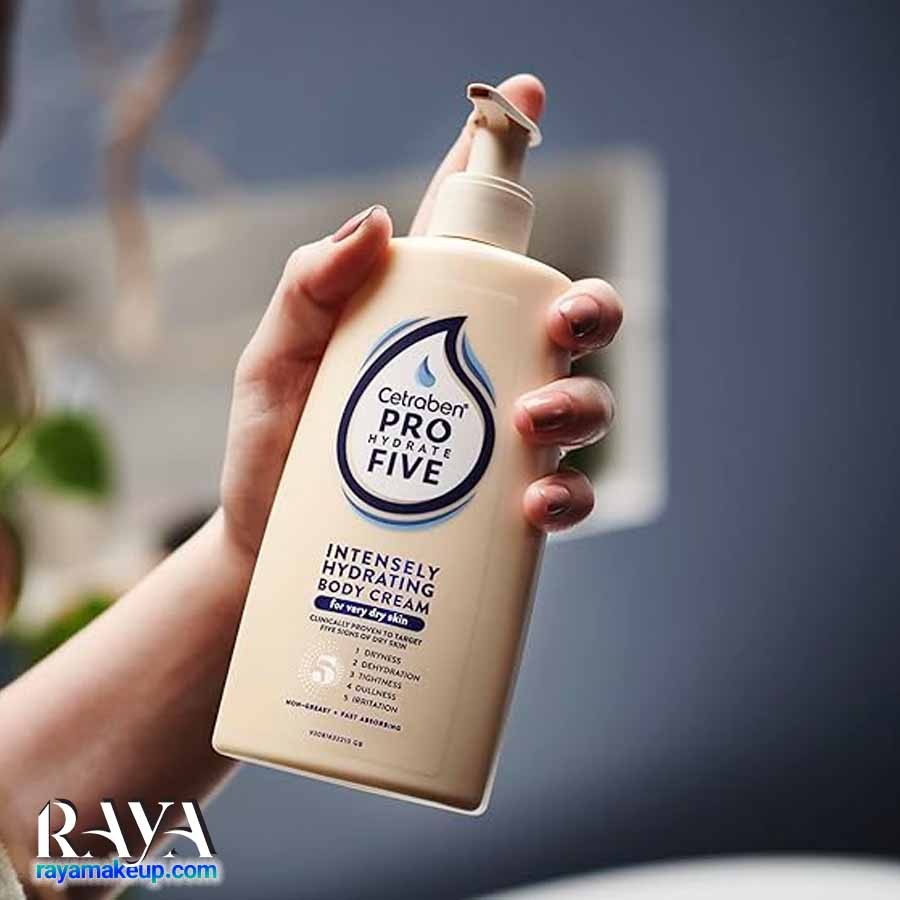 کرم بدن آبرسان و مرطوب کننده قوی برای پوست بسیار خشک سترابن اینتنسلی هیدریتینگ Cetraben Pro Hydrate Five Intensely Hydrating Body Cream