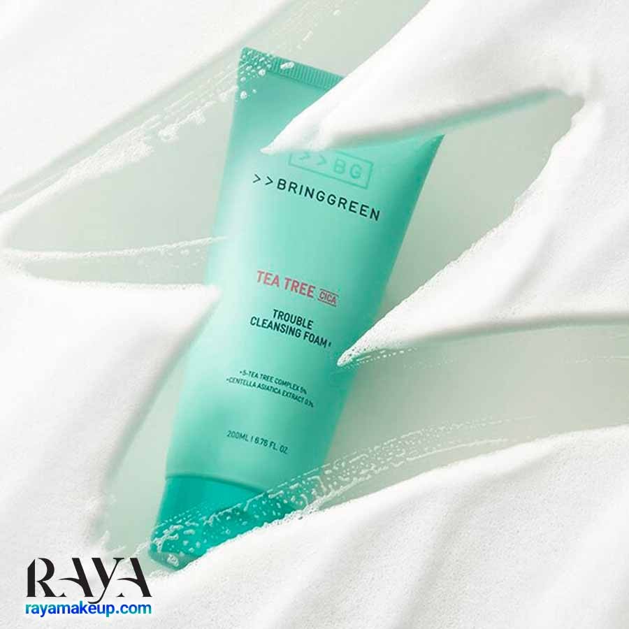 فوم شستشوی ضد جوش حاوی عصاره درخت چای تی تری سیکا برینگ گرین Bring Green Tea Tree Cica Trouble Cleansing Foam