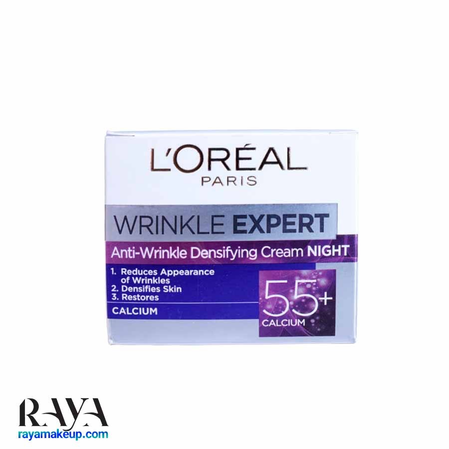 کرم شب ضد چروک کلسیم لورال پاریس رینکل اکسپرت بالای 55 سال L’Oréal Paris Wrinkle Expert Densifying Anti-Wrinkle 55+ Night Cream With Calcium 