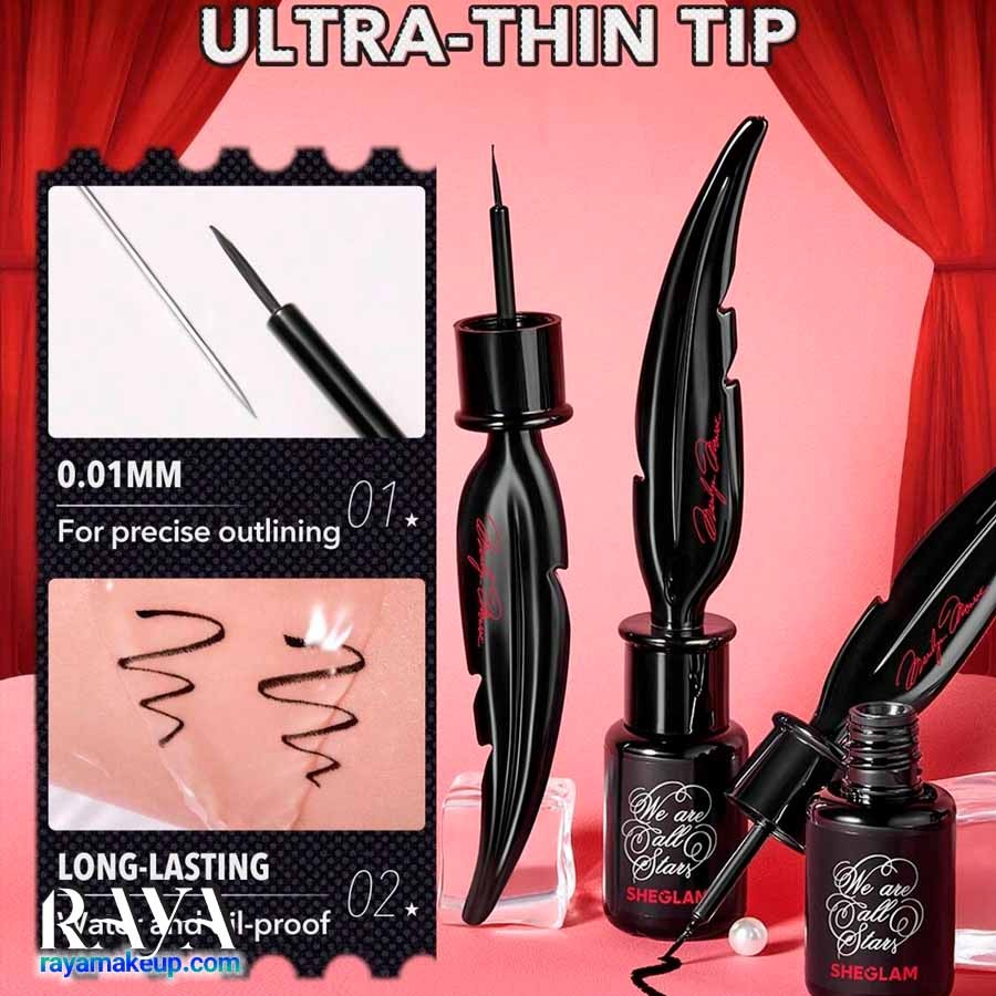 خط چشم مایع و مویی مشکی شیگلم مدل مرلین مونرو ا پوئتس لاور Marilyn Monroe X Sheglam A Poet's Lover Liquid Eyeliner