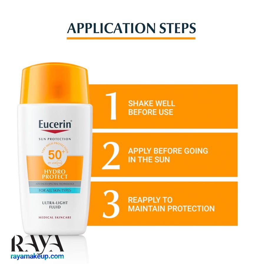 ضد آفتاب فلوئیدی و آبرسان هیدرو پروتکت اوسرین +Eucerin Sun Face Hydro Protect Ultra-Light Fluid SPF 50