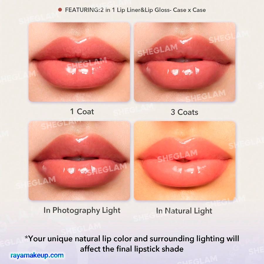 لیپ گلاس و خط لب دوطرفه شیگلم مدل لیپ رولز لاینر اند گلاس پن Sheglam Lip Rules Liner & Gloss Pen