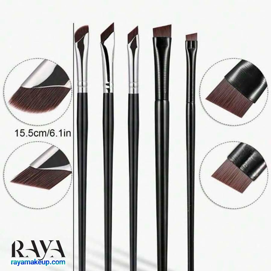 ست براش خط چشم و ابرو 5 عددی شین رنگ مشکی Shein 5pcs Precision Eye Makeup Brushes