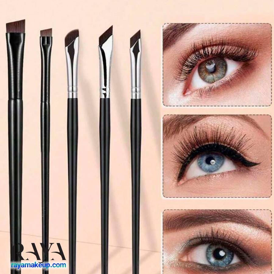 ست براش خط چشم و ابرو 5 عددی شین رنگ مشکی Shein 5pcs Precision Eye Makeup Brushes