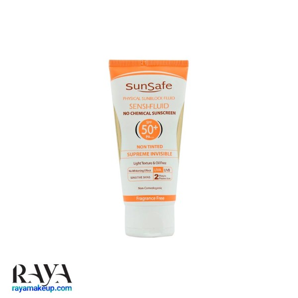 تصویر فلوئید ضد آفتاب فیزیکی پوست حساس سان سیف با +SPF50