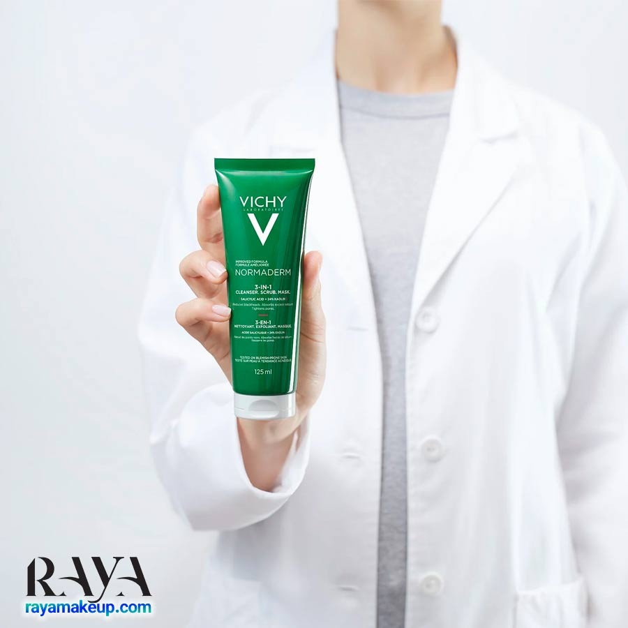 شوینده و اسکراب و ماسک سه در یک ویشی سری نورمادرم Vichy Normaderm 3-In-1 Cleanser + Scrub + Mask