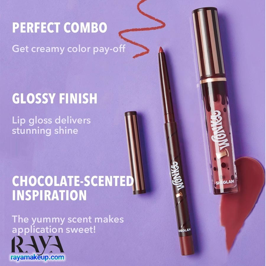 ست لیپگلاس و مداد لب شیگلم مدل کوکا کیس Sheglam Cocoa Kiss Lip Duo
