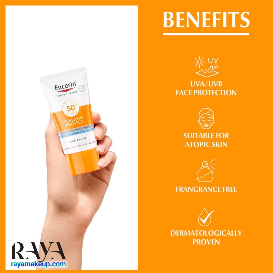 کرم ضد آفتاب پوست خشک و حساس اوسرین Eucerin Sensitive Protect Face Sun Cream SPF50+