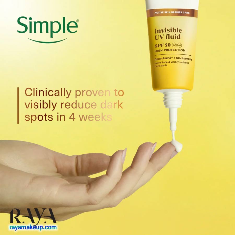 کرم ضد آفتاب ضد لک سیمپل اینویزیبل یووی فلوئید Simple Invisible UV Fluid SPF 50 
