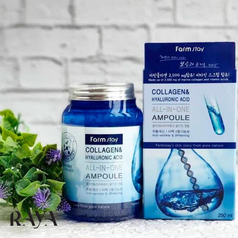 آمپول کلاژن و هیالورونیک اسید آل این وان فارم استی Farm Stay Collagen & Hyaluronic Acid  All In One Ampoule