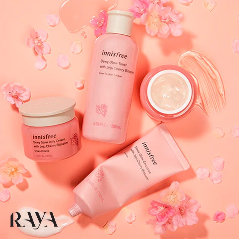 لوسیون مرطوب کننده صورت حاوی شکوفه گیلاس اینسفری Innisfree Dewy Glow Emulsion With Jeju Cherry Blossom