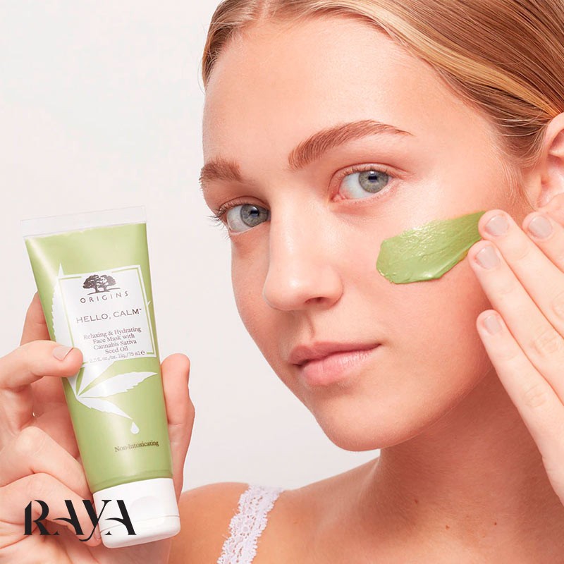 ماسک صورت آرامش بخش و آبرسان هلو کالم اوریجینز با روغن شاهدانه ساتیوا Origins Hello Calm Relaxing & Hydrating Face Mask With Cannabis Sativa Seed Oil