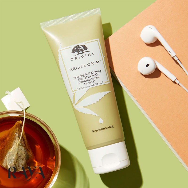 ماسک صورت آرامش بخش و آبرسان هلو کالم اوریجینز با روغن شاهدانه ساتیوا Origins Hello Calm Relaxing & Hydrating Face Mask With Cannabis Sativa Seed Oil