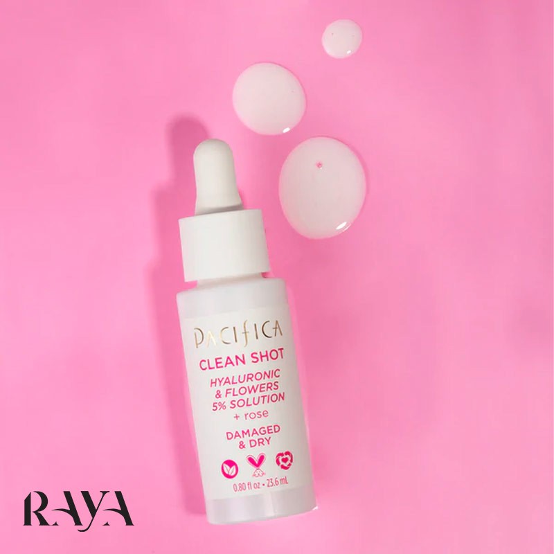سرم کلین شات هیالورونیک اسید و گل ها 5% پسیفیکا Pacifica Clean Shot Hyaluronic & Flowers 5% Solution