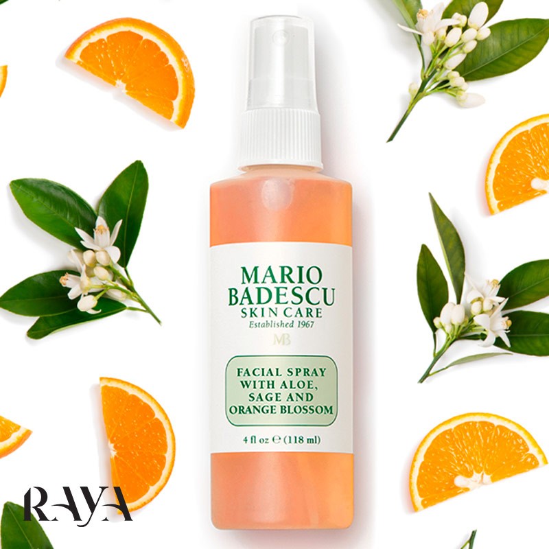 اسپری آبرسان صورت حاوی آلوئه ورا و شکوفه پرتقال ماریو بادسکو Mario Badescu Facial Spray With Aloe, Sage And Orange Blossom