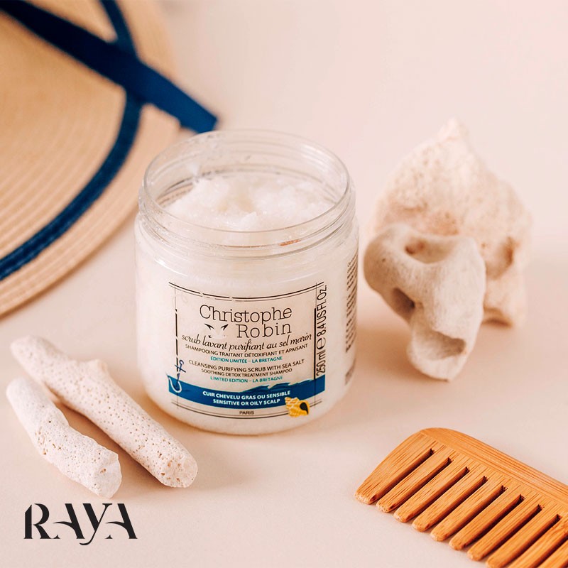 اسکراب پاک کننده کف سر حاوی نمک دریا کریستوف رابین Christophe Robin Scrub Lavant Purifiant au Sel Marin