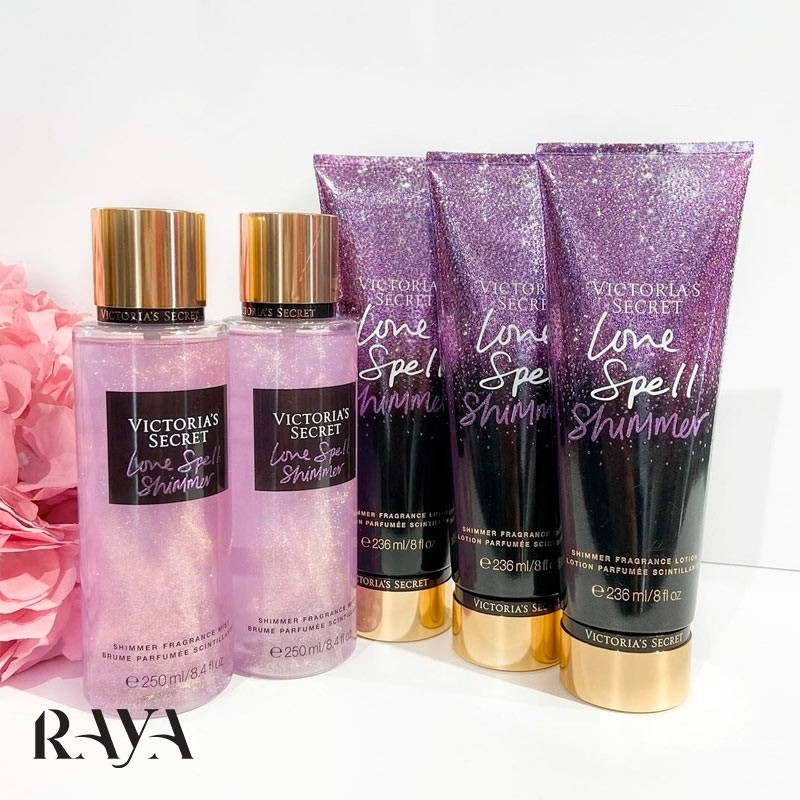 لوسیون بدن لاو اسپل شیمر دار و اکلیلی ویکتوریا سکرت Victoria's secret love spell Shimmer Body Lotion