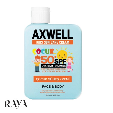 کرم ضد آفتاب مخصوص کودکان حاوی ویتامین E با محافظت بسیار بالا و SPF 50 + آکسول آرسی کازمتیک
