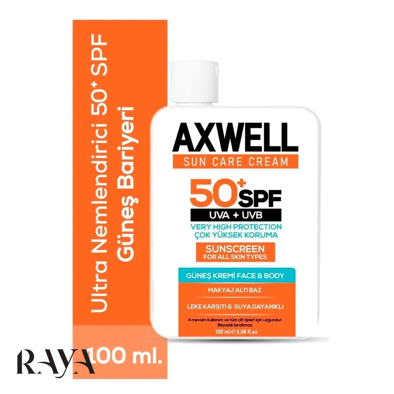کرم ضد آفتاب ضد لک با محافظت فوق العاده بالا و SPF 50 + آکسول آرسی کازمتیک Rc Kozmetik Axwell Sun Care Cream Leke Karşıtı Güneş Kremi Çok Yüksek Koruma Spf 50+