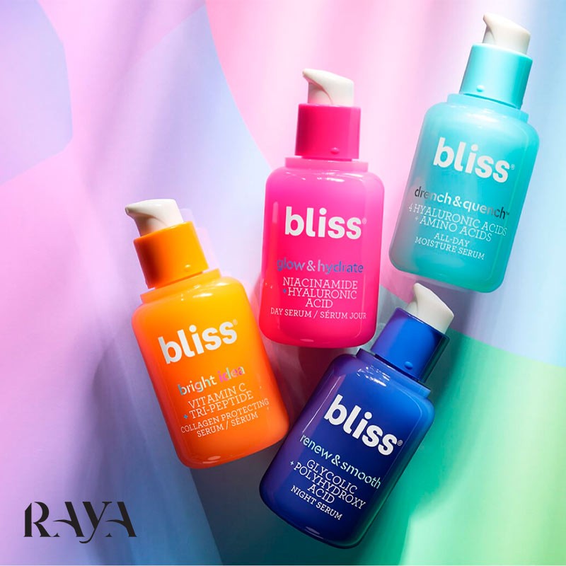 سرم روز آبرسان و براق کننده پوست گلو اند هیدریت بلیس حاوی هیالورونیک اسید و نیاسینامید Bliss Glow & Hydrate Day Hyaluronic Serum