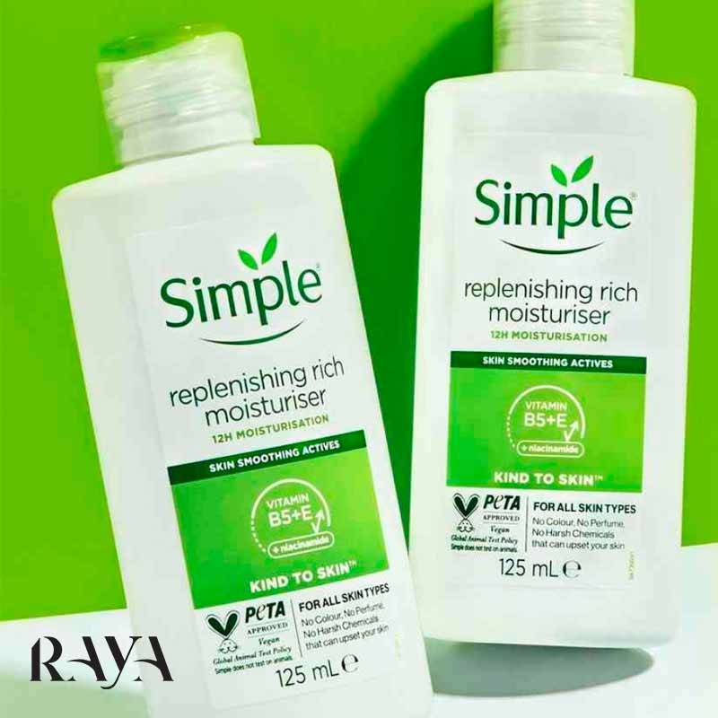 کرم مرطوب کننده و آبرسان پوست ریپلنیشینگ ریچ سری کایند تو اسکین سیمپل Simple Kind to Skin Replenishing Rich Moisturiser