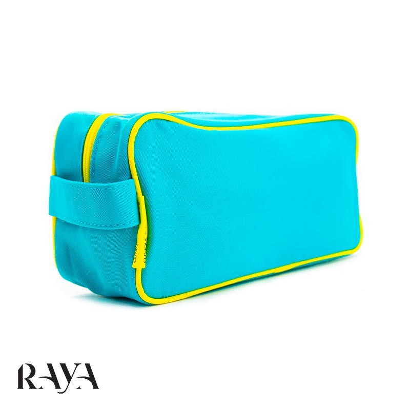 کیف لوازم آرایشی پارچه ای با رنگ سبز آبی کلینیک Clinique X Donald Makeup Cosmetic Pouch Case Bag Blue Green 