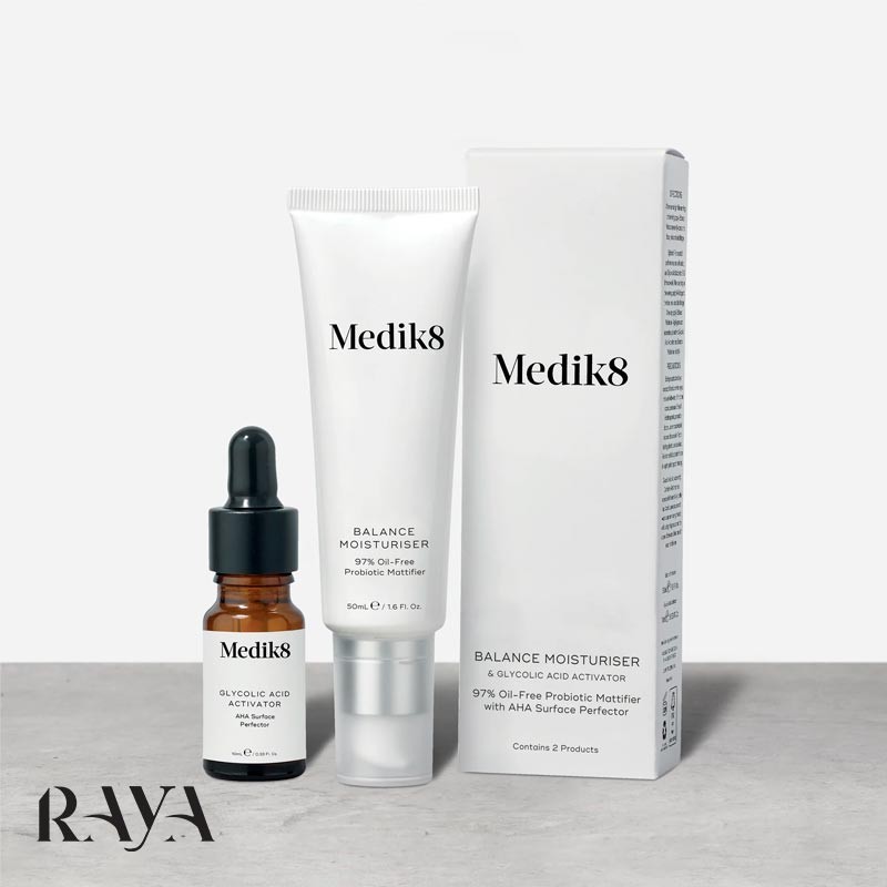 مرطوب کننده ضد لک و روشن کننده پوست و فعال کننده گلایکولیک اسید مدیک ایت Medik8 Balance Moisturiser & Glycolic Acid Activator